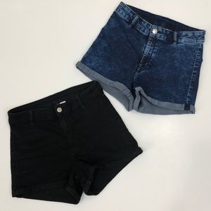 H&M Lot 2 Divided High Waist Shorts Stretch Sz 10